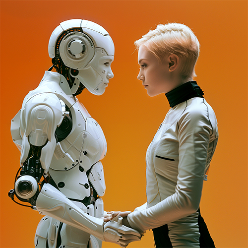 Pictures AI - Andres Späth - Freunschaft robot und Mensch KI Bild